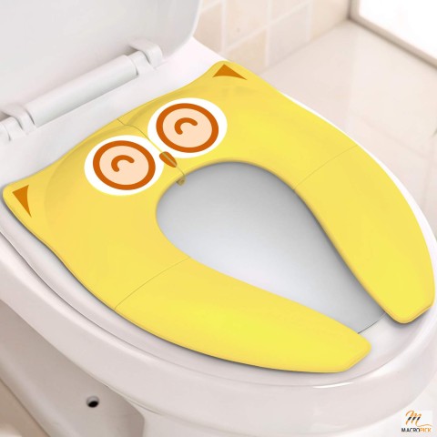 Gimars Upgrade Folding 8 Large Non-Slip Silicone Pads Travel Portable Reusable Toilet Potty Training Seat Covers Liners with Carry Bag - for Babies, Toddlers, and Kids - Yellow