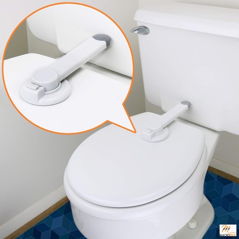 Toilet Lock Child Safety: Baby Proof Toilet Seat Lock with 3M Adhesive, Easy Installation, No Tools Needed - Fits Most Toilet Seats - White (1 Pack)