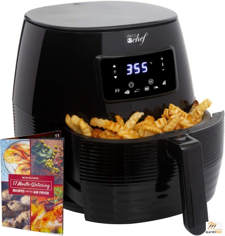 Deco Chef 5.8QT Digital Electric Air Fryer: Accessories, Cookbook - Healthier and Faster Cooking - (Black)