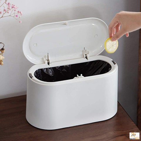 Mini Trash Can with Lid - Desktop Trash Can With Automatic Pop-up Top Lid