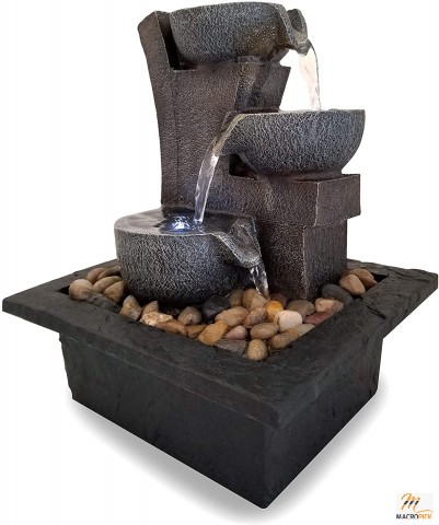 Pack of 1 Aura Meditation Fountain with 3 Tiered LED Waterfall