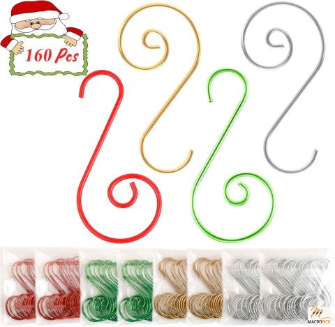 Christmas Ornament Hooks 160 Pcs Christmas Tree Ornament Hangers Hooks for Christmas Tree Decorations,Silver