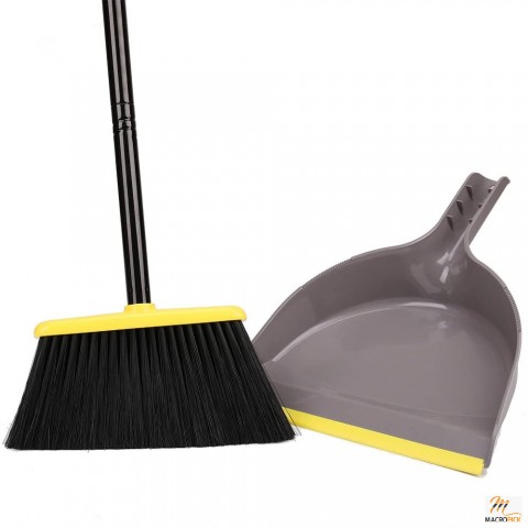 Indoor Broom and Dustpan Set: Home Combo for Floor Sweeping, Angled Kitchen Broom - Convenient and Effective Cleaning