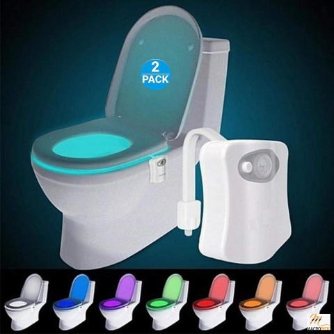 2 Pack Toilet Night Light Motion Sensor Activated LED Lamp,8 Colors Changing Bathroom Nightlight