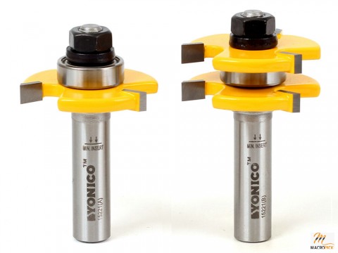 Yonico 15221 Tongue and Groove Router Bit Set Up to 3/4 Inch Stock 1/2" Shank