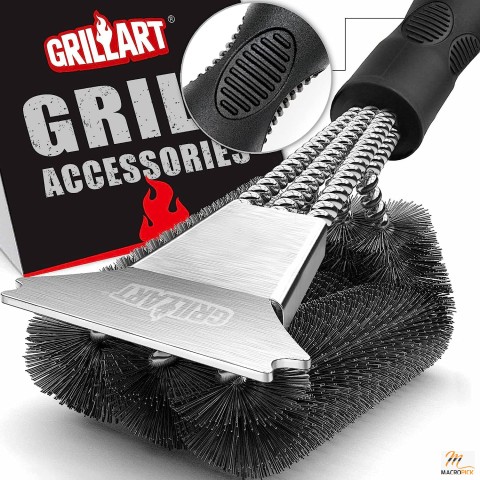 Grill Brush and Scraper - Extra Strong BBQ Cleaner Accessories - Rust Resistant Powerful Grill Brush