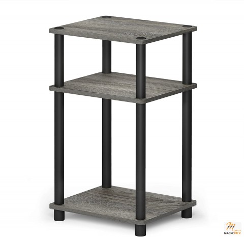 Just 3-Tier End Table, 1-Pack, French Oak Grey/Black