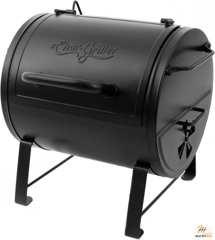 E82424 Smoker Side Fire Box Portable Charcoal Grill, Black