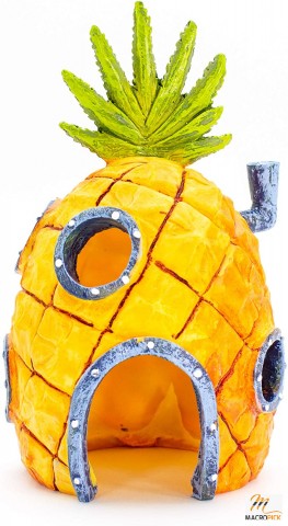 Officially Licensed Nickelodeon SpongeBob Aquarium Ornament – SpongeBob’s Pineapple House - Perfect for Fish to Swim In and Around - Full Color 6" Decoration