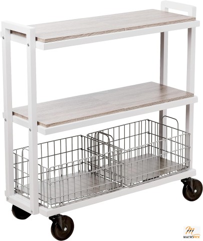 3 Tier Mobile Storage Cart System - Wide Mobile Storage, Interchange Shelves and Baskets