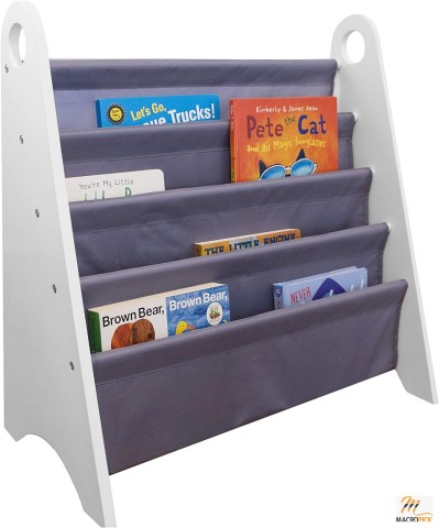 Sling Bookshelf For Kids - Sturdy Panels & Washable Fabric Shelves - Book Storage Organizer For Kids