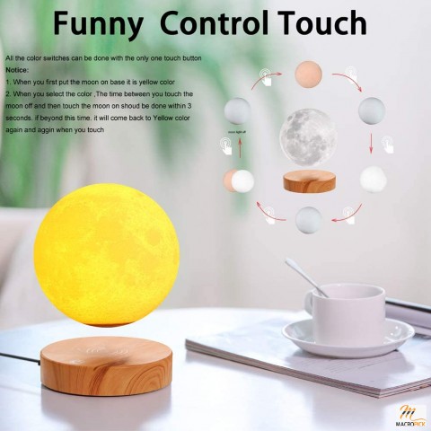 Wireless Power Transmission Levitating Moon Lamp - With Three Colors Modes - Best for Unique Gifts, Room Decor, Night Light ,Office Desk Toys