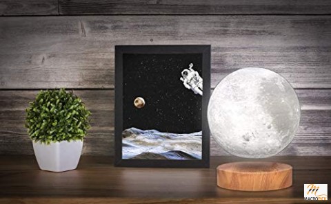 Wireless Power Transmission Levitating Moon Lamp - With Three Colors Modes - Best for Unique Gifts, Room Decor, Night Light ,Office Desk Toys
