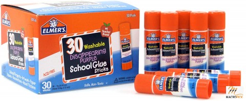 Disappearing Purple School Glue, Washable, 30 Pack, 0.24-ounce sticks