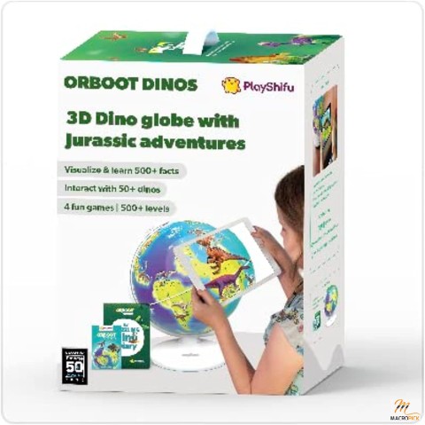 3D Dino Globe With Jurassic Adventures - 4 Fun Games & 500 + Games -  Educational Dinosaur Toys For Kids