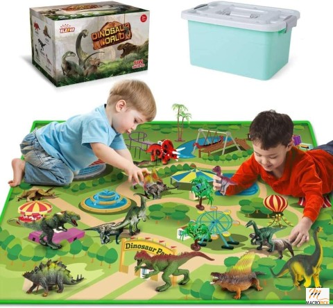 Dinosaur Toys Set For Kids - Activity Play Mat & Trees for Creating a Dino World Including - Non Toxic & Kid Safe Material