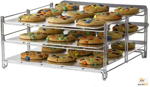 Versatile 3-in-1 Baking Rack - Nickel Chrome Plating, Folds Flat, Ideal for Cookies, Pizzas, and Baked Goods, Cooling & Baking Rack