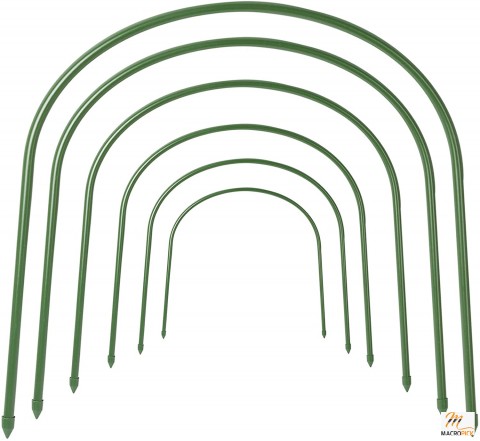 6 Greenhouse Hoops: Rust-Free Garden Tunnel Stakes with Plastic Coated Supports for Raised Beds and Row Cover Fabric