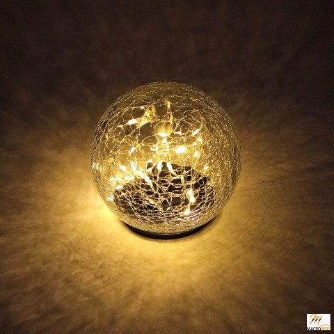 3.9 Inch Solar Globe Lights Christmas Decorations Cracked Glass Ball 20 LEDs -  Garden Decor for Winter and Fall