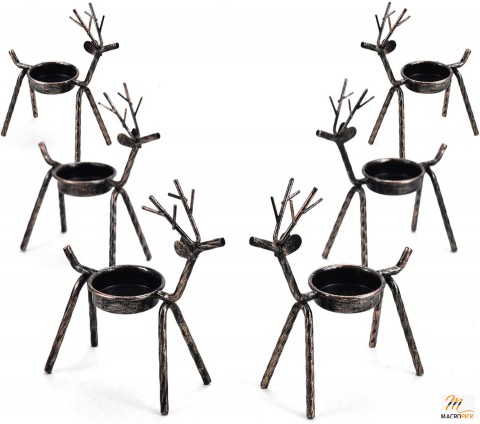 Pack Of 6 Reindeer Candle Holder - Christmas Decoration - Perfect Gift For Christmas