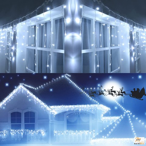 300 LED Christmas Icicle Lights: 29ft, 8 Modes, Timer, Waterproof Connectable String Lights - Perfect for Holiday Decor