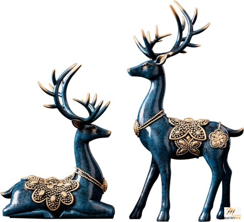 Reindeer Statues for Home Decor: Green, Large, Resin, Unique Christmas Accents - Perfect for Living Room and Bookshelf.