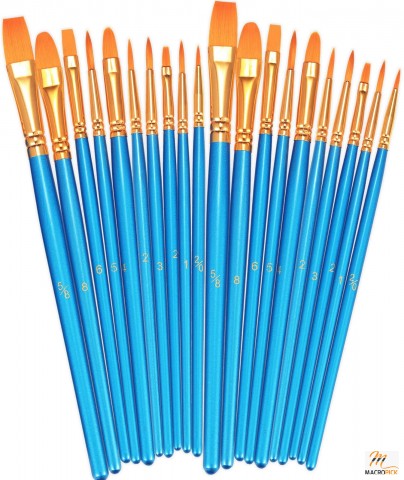 Pack of 2  20 Pcs Round Pointed Tip Paintbrushes - for Acrylic Oil Watercolor, Face Nail Art and Rock Painting