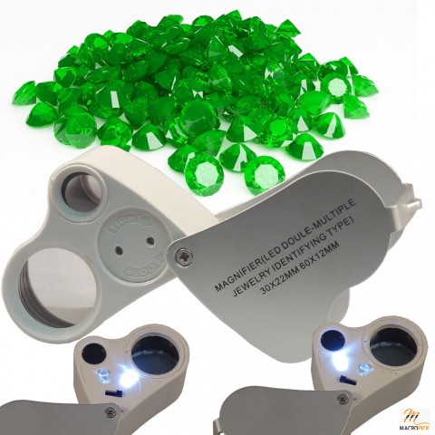 Magnifying Glass Jeweler Eye Loupe Lens LED Light 2in1 60X 30X Magnifier Loop