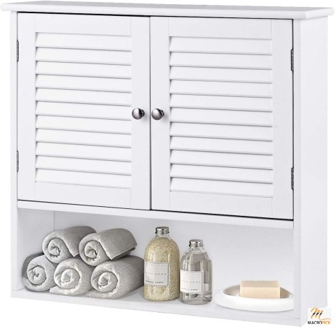 Wall-Mounted Bathroom Cabinet: Modern White Medicine Storage with 2 Doors, Adjustable Shelf for Simple Organization