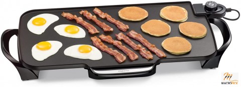 Black 22-inch Electric Griddle with Removable Handles - Convenient and Versatile Cooking Solution
