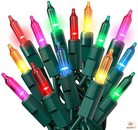 Christmas Lights Multi Color Green Wire String Light Set