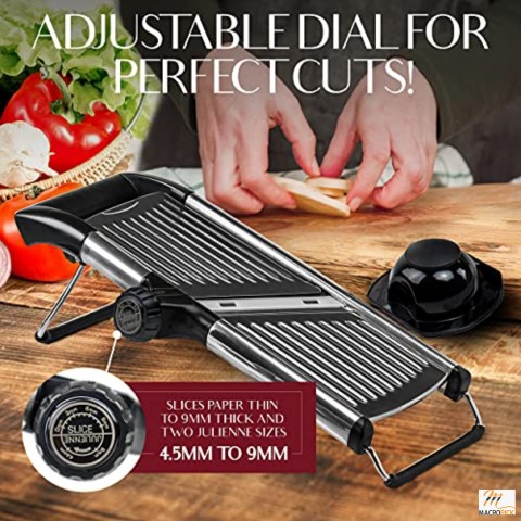 Adjustable Stainless Steel Mandoline Food Slicer - 1 Pair Cut-Resistant Gloves Included