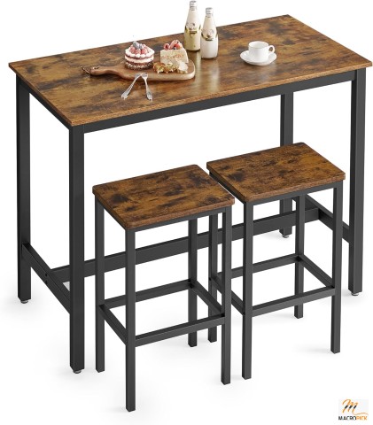 Bar Table Set - Bar Table with 2 Bar Stools - Dining table set