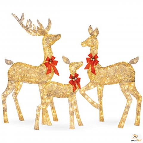 3-Piece Lighted Christmas Deer Family Set