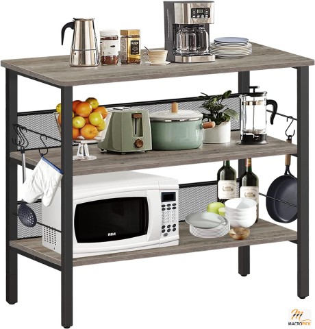 Kitchen Shelf Unit With 3 Shelves - Large Size And Multi Use Storage Island