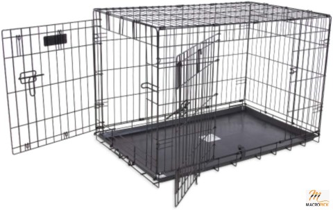 24 Inch Double Door Wire Dog Crate - Travel Friendly Dog Crate - For Pets 15-30 lbs