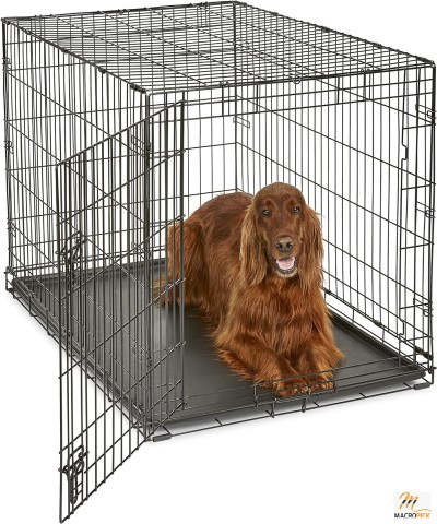 Folding Metal Dog Crate - Single Door Dog Crates - Durable Wire Construction & Secure Latches - 42 Inch