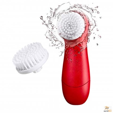 Battery_Powered Facial Cleansing Brush,Face Exfoliator with 2 Brush Heads,Color | Red