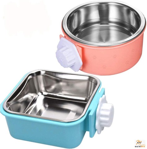 Crate Dog Bowl  - Removable Stainless Steel Pet Cage Bowl - Dishwasher Safe & Rust Resistant Bowl