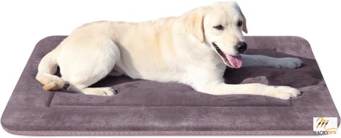 Large Dog Bed Crate Mat 42 in Washable Pet Beds Soft Dog Mattress Non-Slip Kennel Mats,Grey L