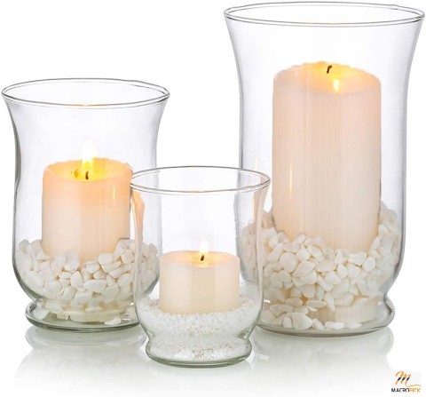 3 Pcs Glass Candle Holder Set - Perfect as a Wedding Centerpieces Home Decoration