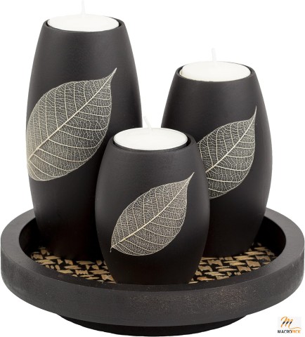 Tealight Candle Holders with Candle Tray Set of 3