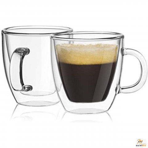 Savor Double Wall Insulated Glasses Espresso Mugs (Set of 2)