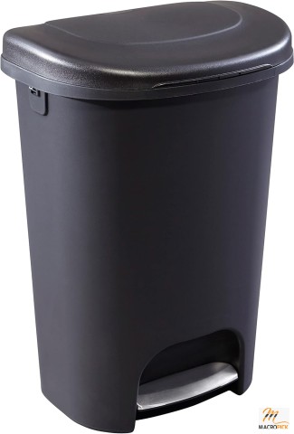 13 Gallon Premium Step-On Trash Can with Lid and Stainless-Steel Pedal