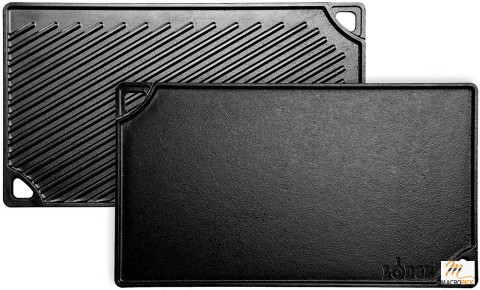 Pre-Seasoned Cast Iron Reversible Grill/Griddle - 9.5-inch x 16.75-inch, Black