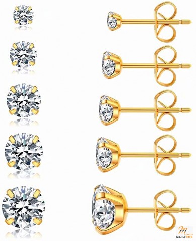 5 Pairs Stud Earrings Set