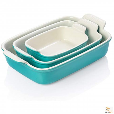 Rectangular Non-Stick Porcelain Bakeware Set with Side handles & Versatile Design That Helps You Meet Your Daily Needs