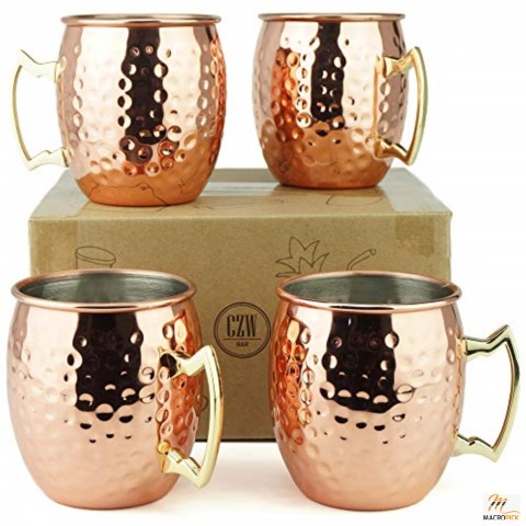 Moscow Mule Mugs | Large Size 19 ounces | Set of 4 Hammered Cups