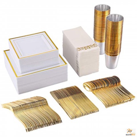 Elegant Design 350 Piece Gold Lining Dinner Set with All Essentials | Perfect for Any Occasions