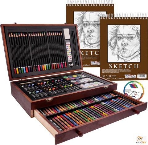 145-Piece Wood Box Art Drawing and Painting Set For Artists